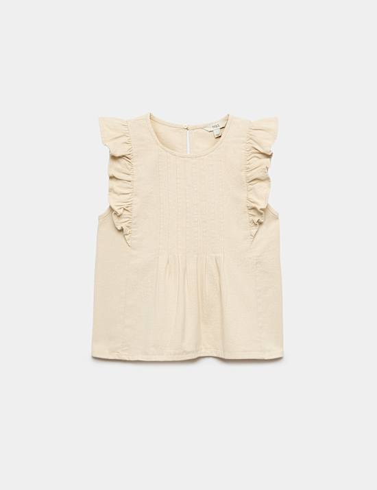 Denim Frill Detail Top