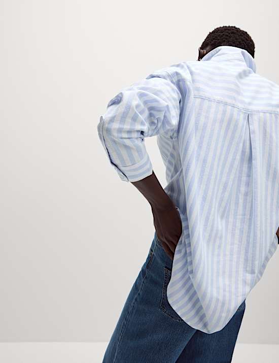 Chemise coupe large 100 % coton &agrave; rayures
