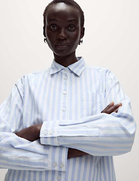 Chemise coupe large 100 % coton &agrave; rayures