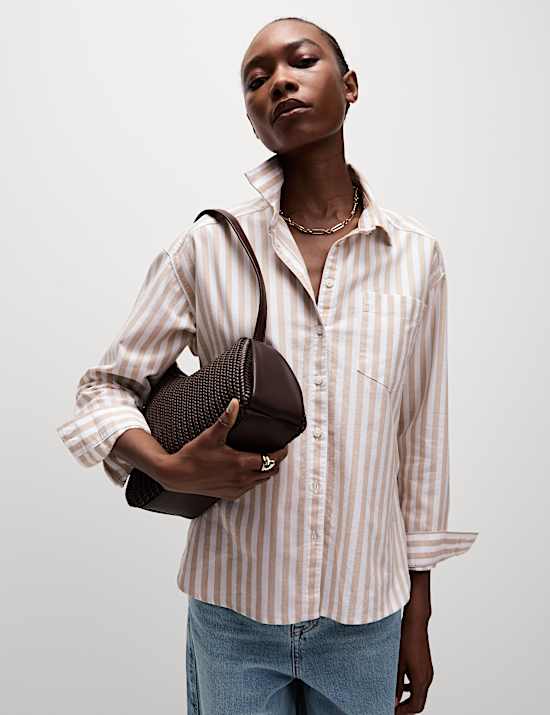 Zuiver katoenen oversized overhemd met streepmotief