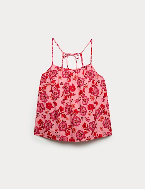Pure Cotton Floral Tie Back Cami Top