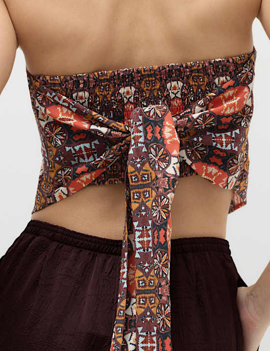 Printed Bandeau Scarf Top