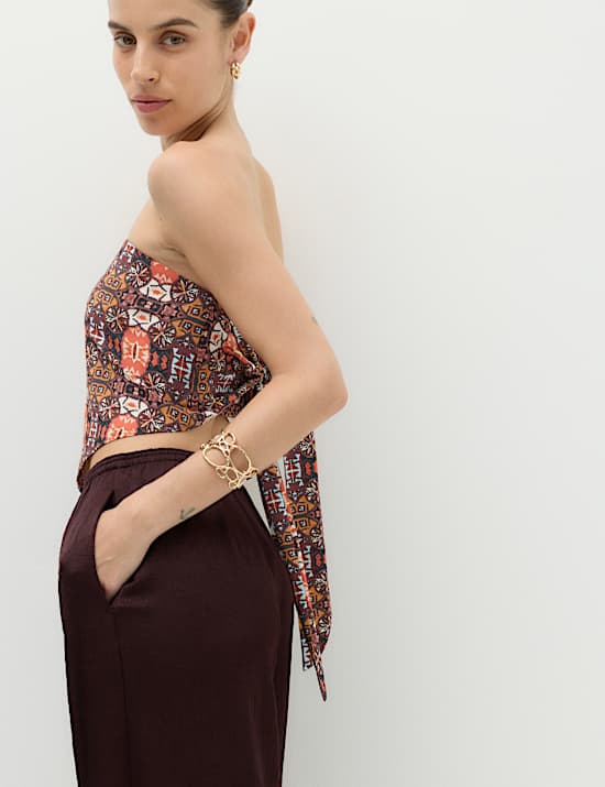 Printed Bandeau Scarf Top