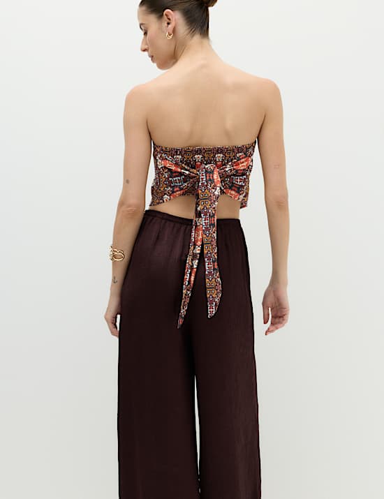 Printed Bandeau Scarf Top