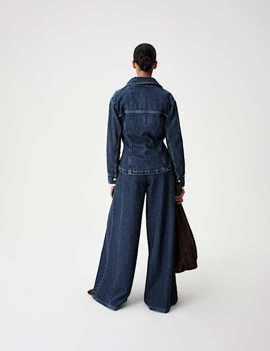 Denim Collared Fitted Panelled Shirt