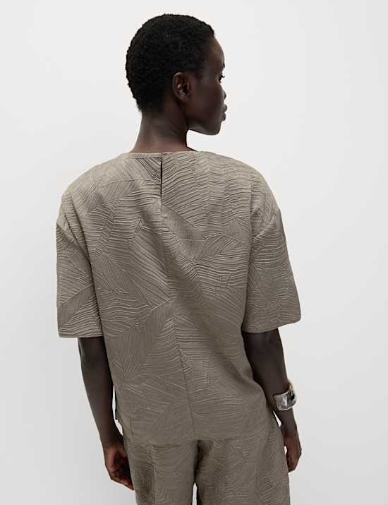 Textured Round Neck T-Shirt