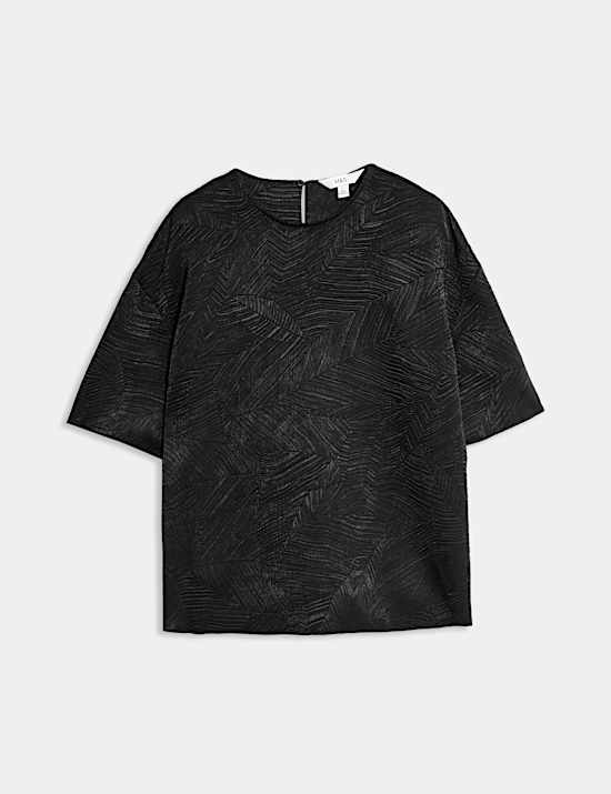 Textured Round Neck T-Shirt