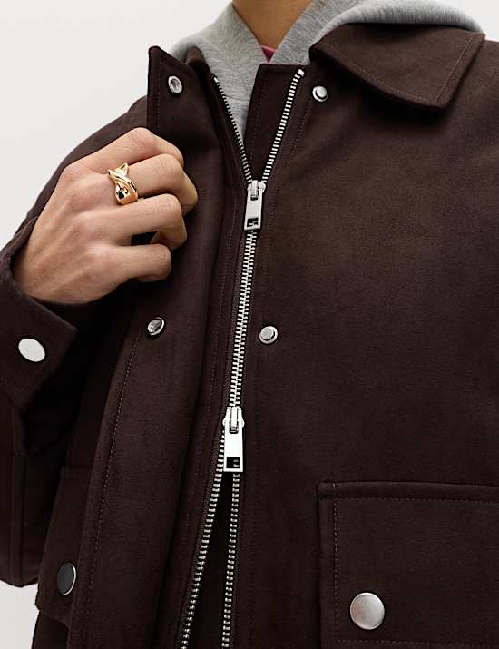 Truckerjacke aus Wildlederimitat