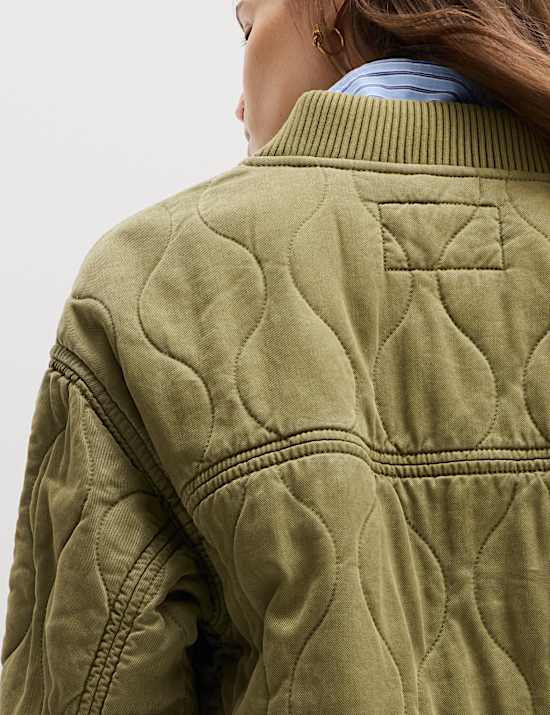 Quilted Waisted Bomber Jacket