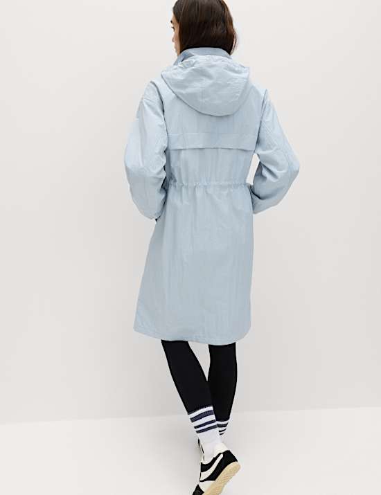 Shower Resistant Lightweight Hooded Longline Utility Parka
