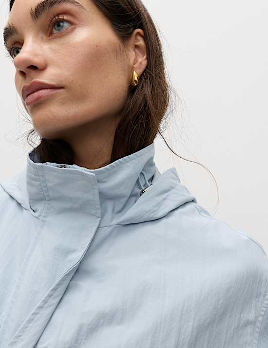 Shower Resistant Lightweight Hooded Longline Utility Parka