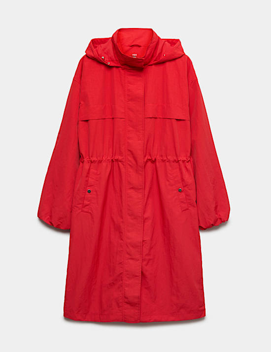 Shower Resistant Lightweight Hooded Longline Utility Parka