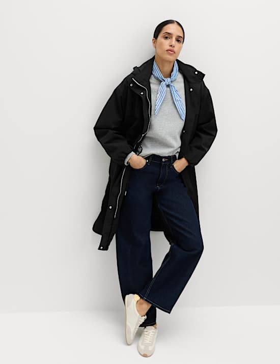 Shower Resistant Lightweight Hooded Longline Utility Parka