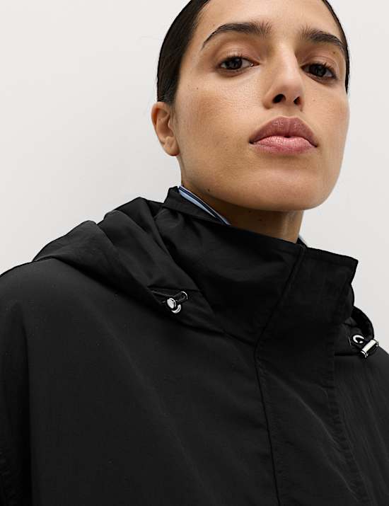 Shower Resistant Lightweight Hooded Longline Utility Parka