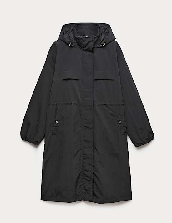 Shower Resistant Lightweight Hooded Longline Utility Parka