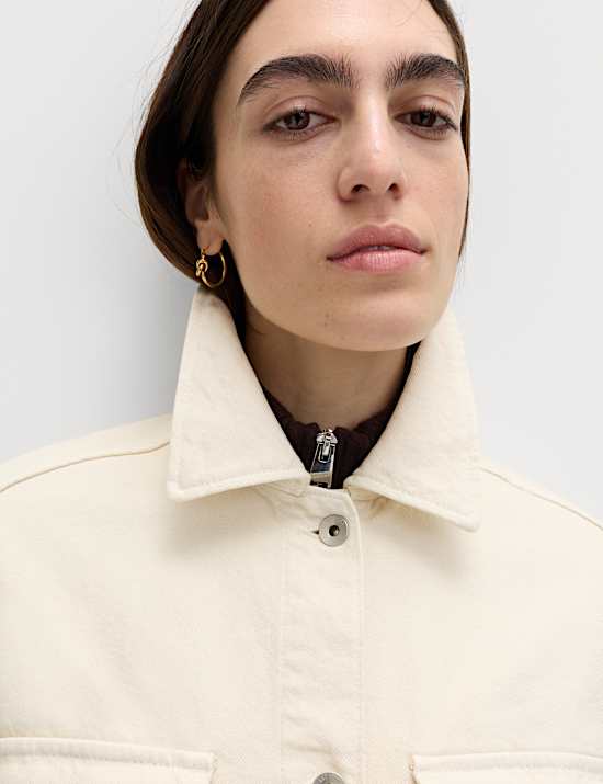 Pure Cotton Denim Relaxed Shacket