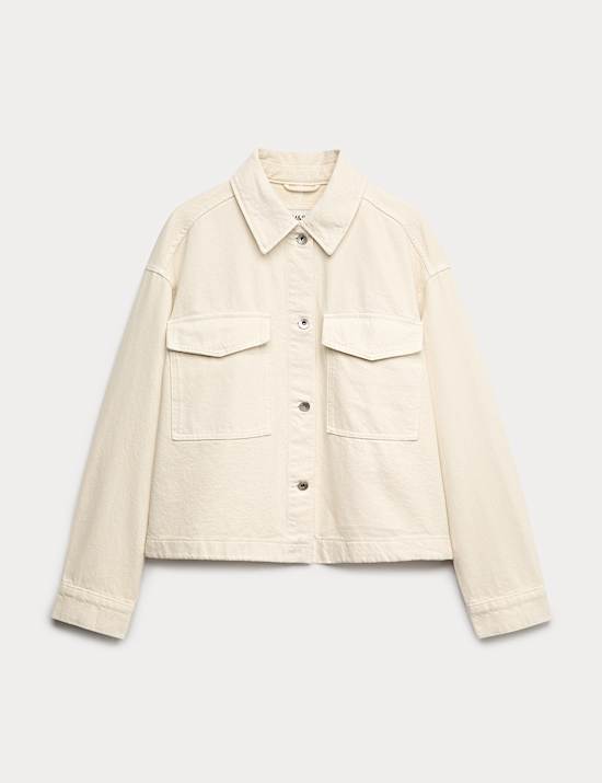 Pure Cotton Denim Relaxed Shacket