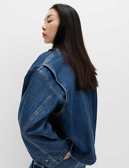 Denim Relaxed Bomber Jacket