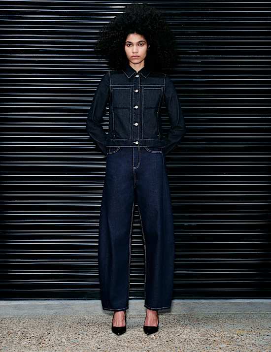 Denim Collared Short Trucker Jacket