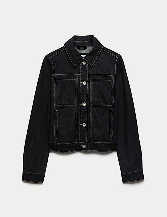 Denim Collared Short Trucker Jacket