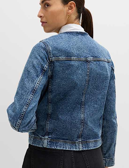 Denim Collarless Jacket