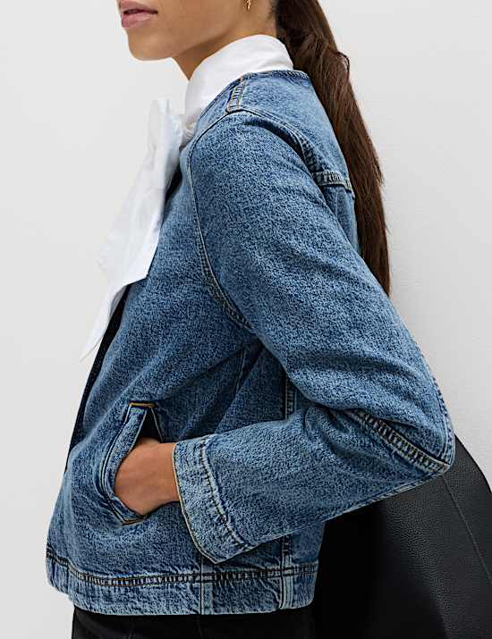 Denim Collarless Jacket