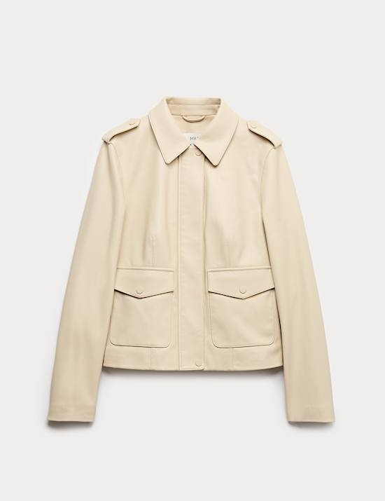 Faux Leather Harrington Jacket