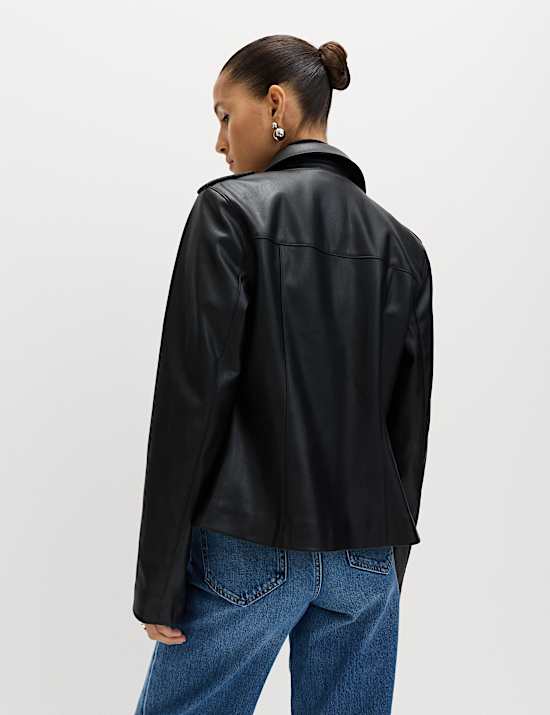 Faux Leather Harrington Jacket