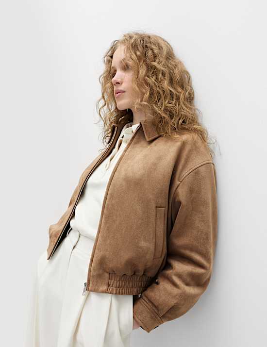 Veste Harrington en su&eacute;dine