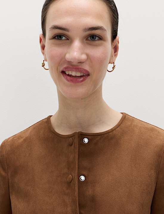 Suedette Collarless Jacket