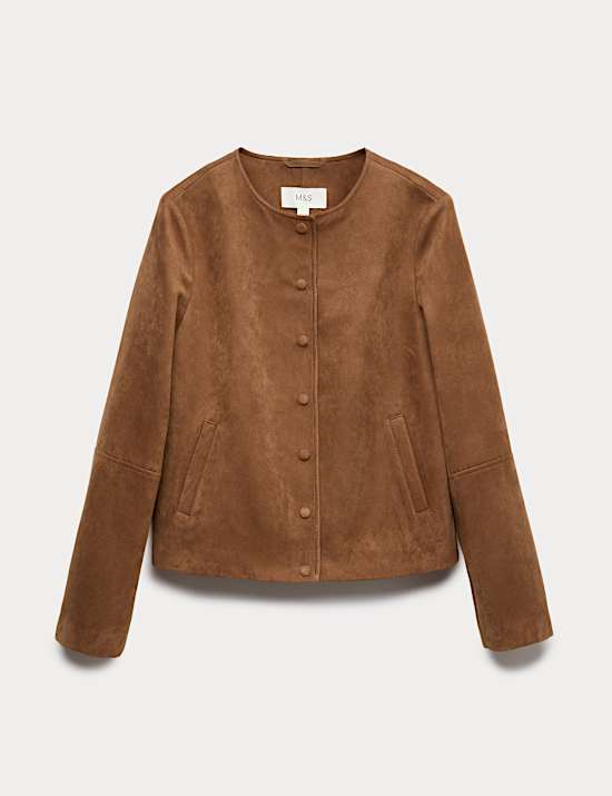 Suedette Collarless Jacket