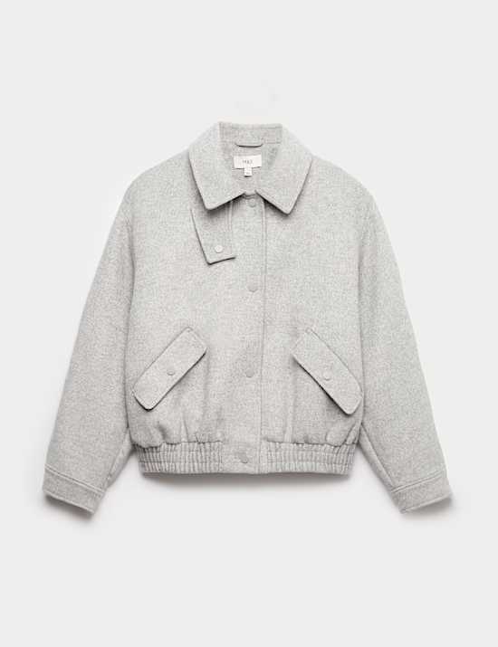 Textured Bomber Jacket with Wool
