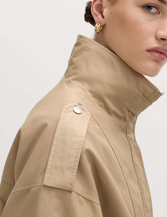 Cotton Rich Satin Look Bomber Jacket