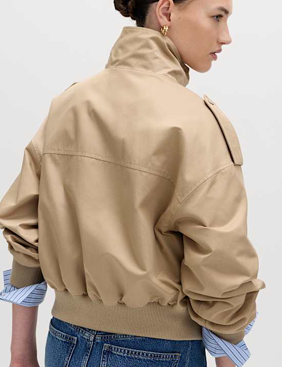 Cotton Rich Satin Look Bomber Jacket