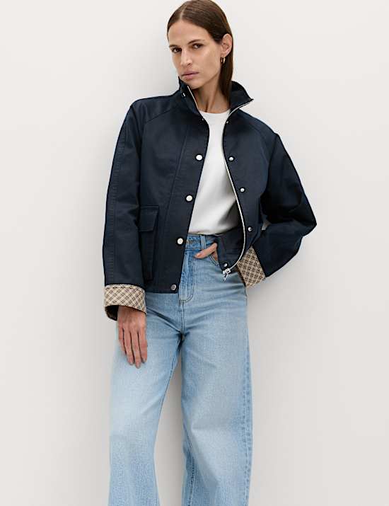 ז'קט מבד עשיר בכותנה בגימור אטום