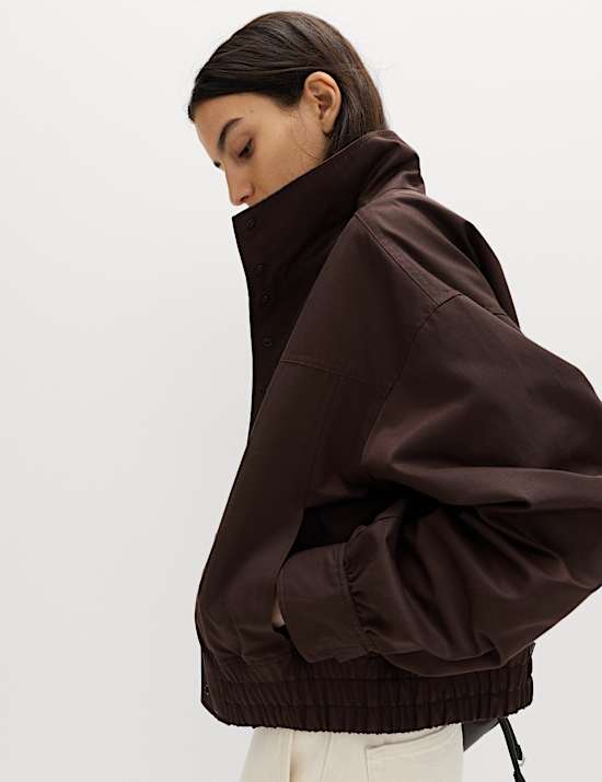 Cotton Rich Funnel Neck Bomber Jacket