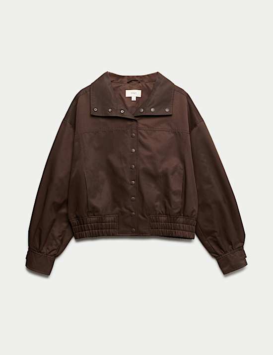 Cotton Rich Funnel Neck Bomber Jacket