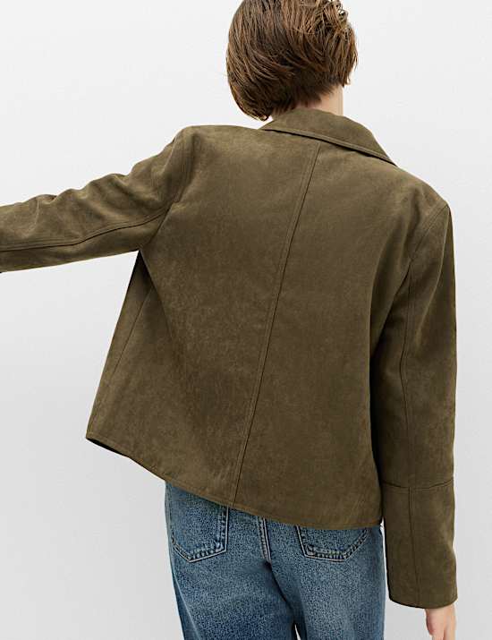Suedette Button Through Short Jacket