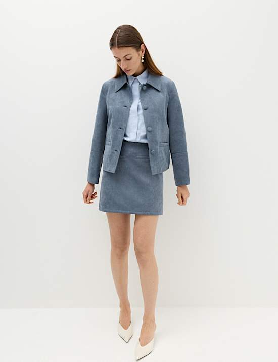 Suedette Button Through Short Jacket