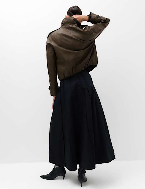 Faux Leather Funnel Neck Biker Jacket