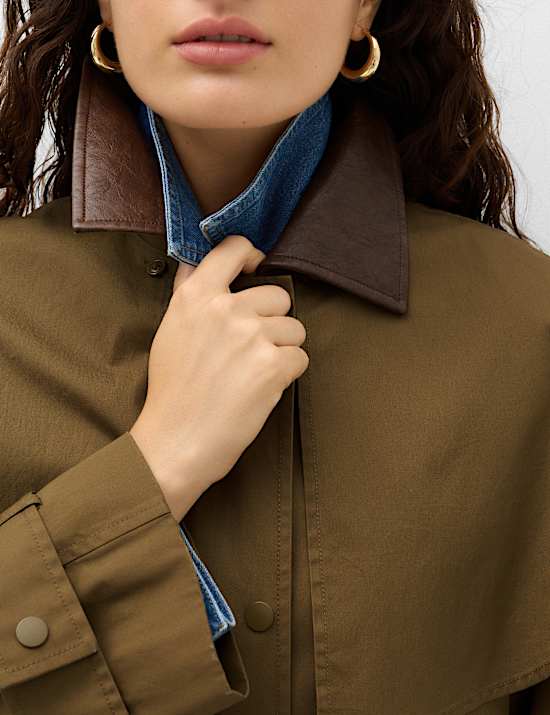 Pure Cotton Waxed Longline Cape Parka