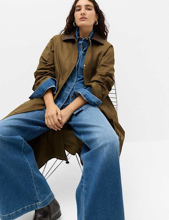 Pure Cotton Waxed Longline Cape Parka