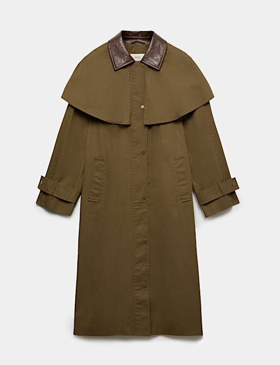 Pure Cotton Waxed Longline Cape Parka