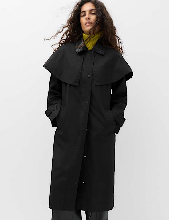 Pure Cotton Waxed Longline Cape Parka