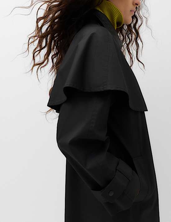 Pure Cotton Waxed Longline Cape Parka