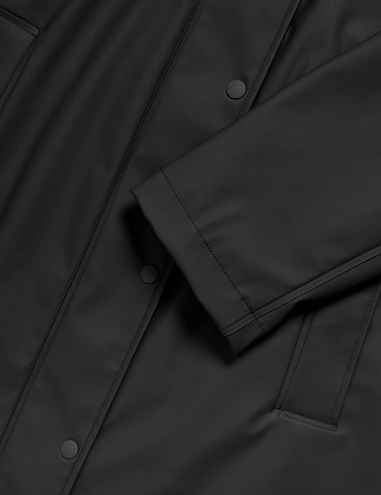 Rubber Funnel Neck Rain Parka Coat