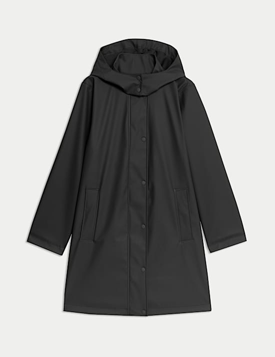 Rubber Funnel Neck Rain Parka Coat