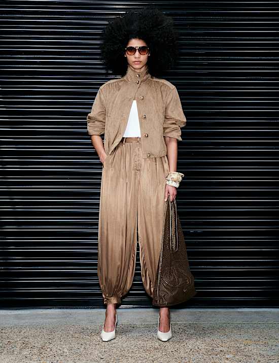 Suedette Funnel Neck Short Jacket