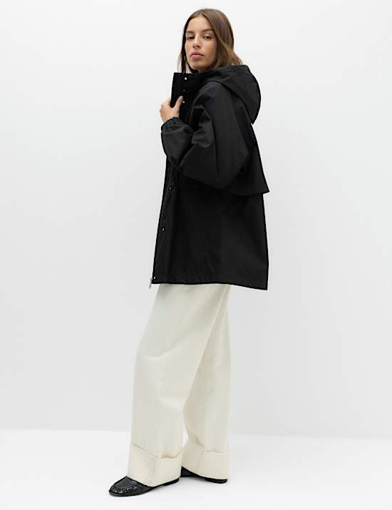 Cotton Rich Waterproof Checked Hooded Parka
