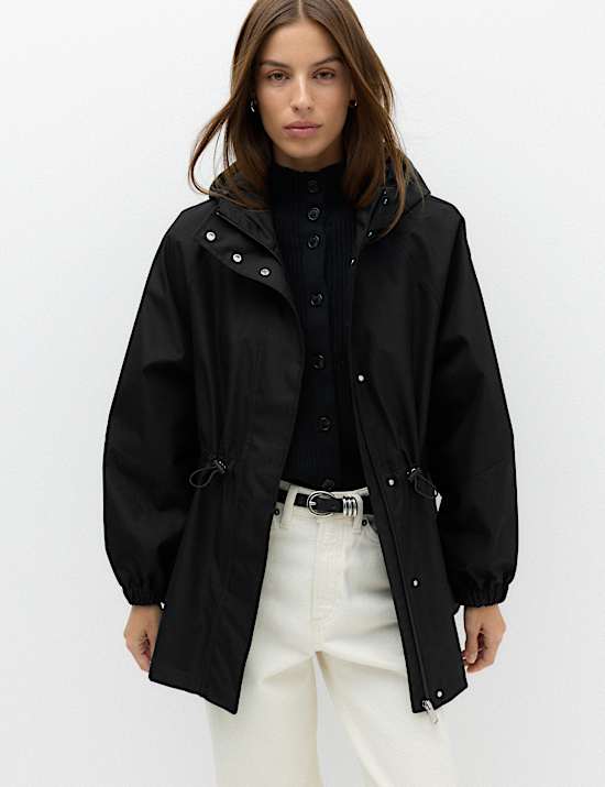 Cotton Rich Waterproof Checked Hooded Parka